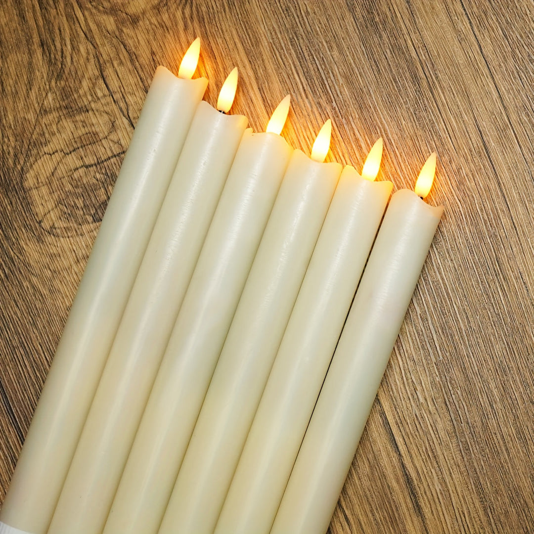 Skanto | CandleLuxe – 6 LED taperlys med fjernkontroll for luksuriøs eventbelysning