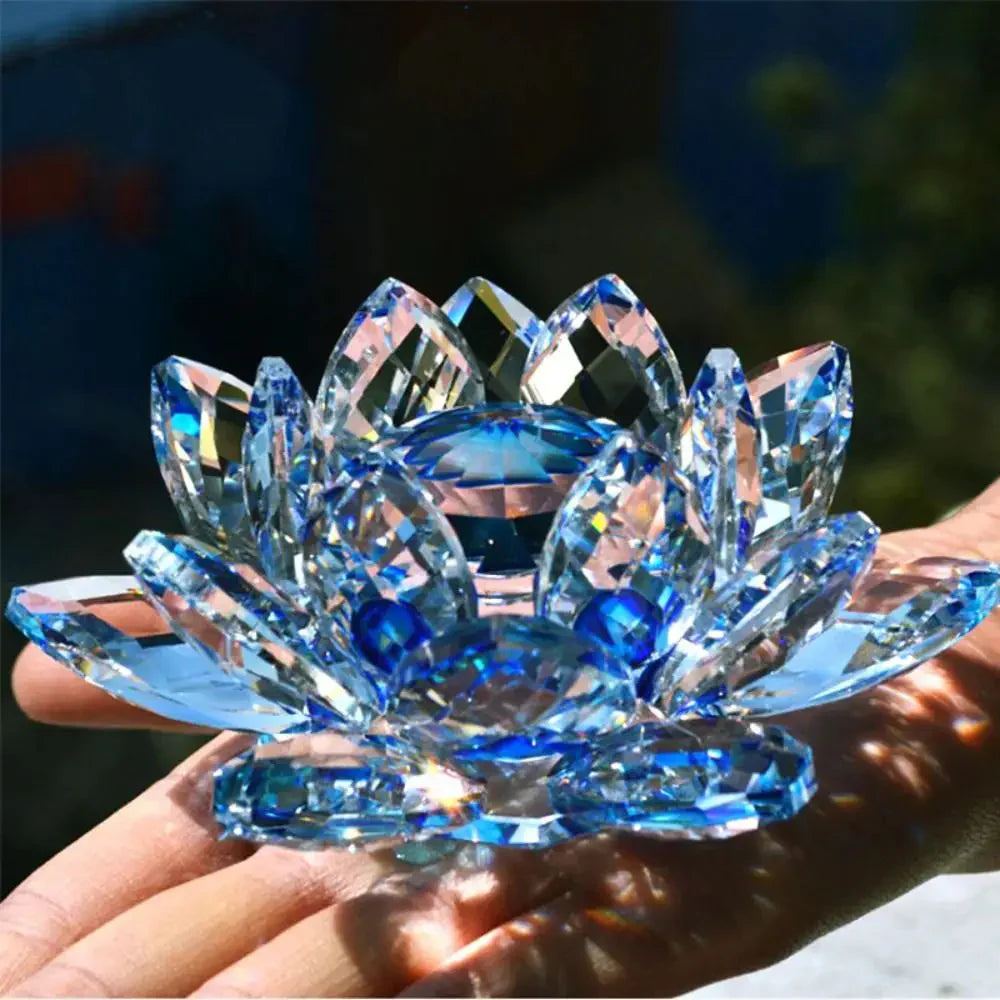 Skanto | Krystall Lotusblomst Figur Hjem Bryllupsdekorasjon Glasskunst Samling Papirvekt Kontorbord Smykker Souvenir Gaver