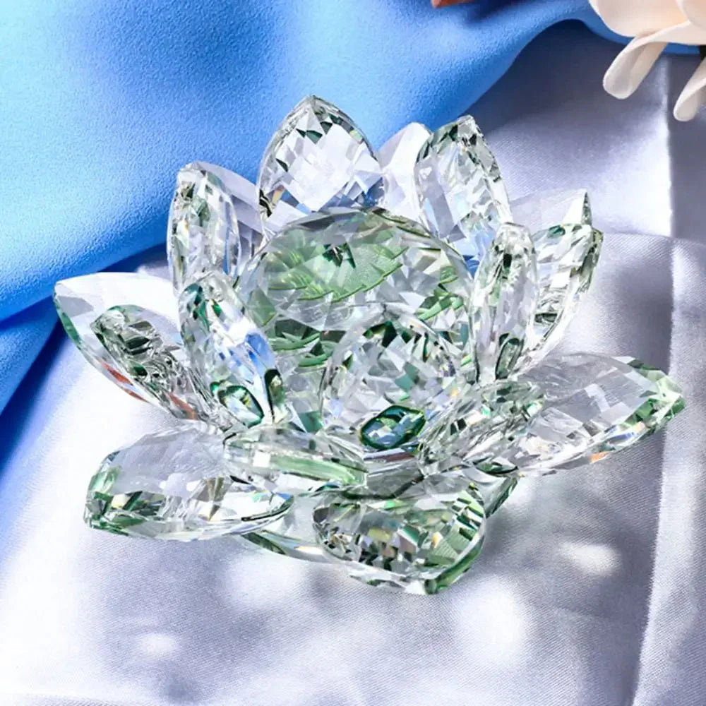 Skanto | Krystall Lotusblomst Figur Hjem Bryllupsdekorasjon Glasskunst Samling Papirvekt Kontorbord Smykker Souvenir Gaver