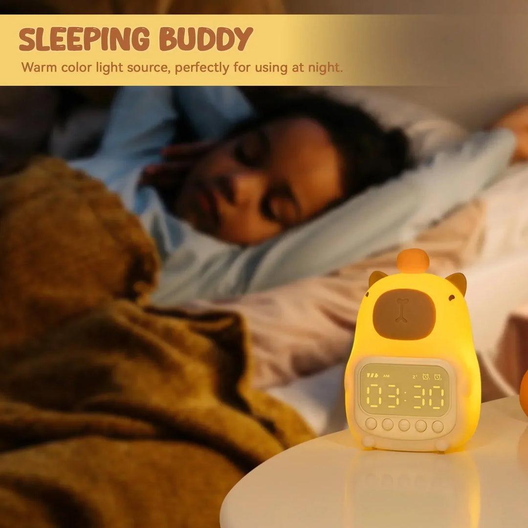 Skanto | Capybara Klokke Lampe - Oppladbar Digital Vekkerklokke med Nattlys & Berøringsutsettelse
