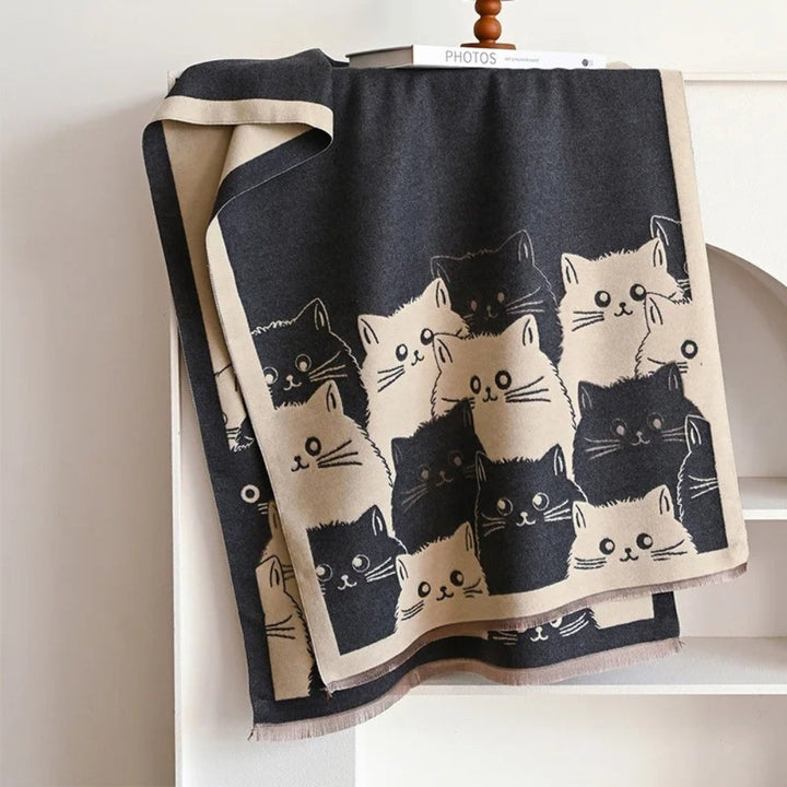 Skanto | Søt katt Jacquard vinter skjerf