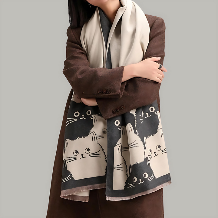 Skanto | Søt katt Jacquard vinter skjerf