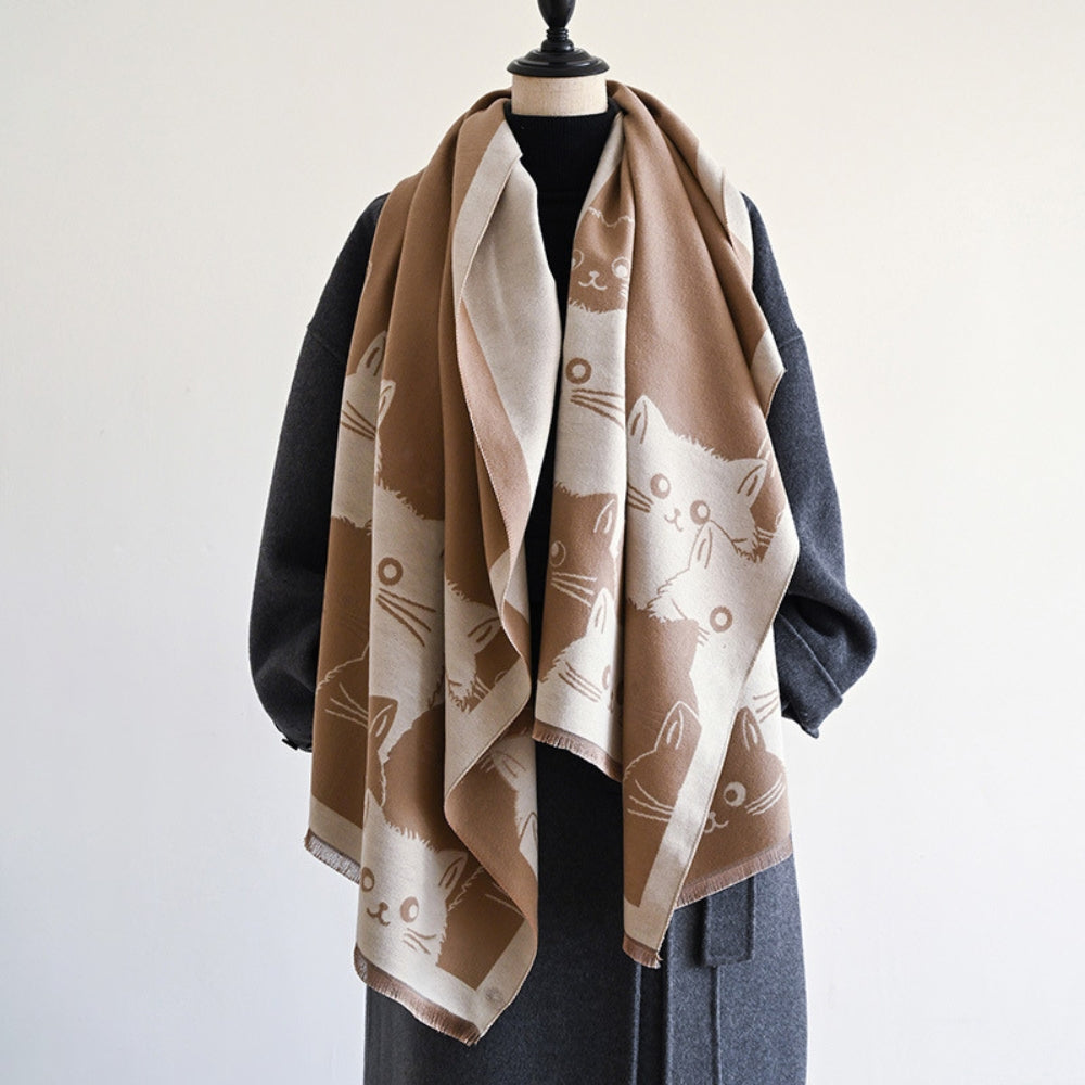 Skanto | Søt katt Jacquard vinter skjerf