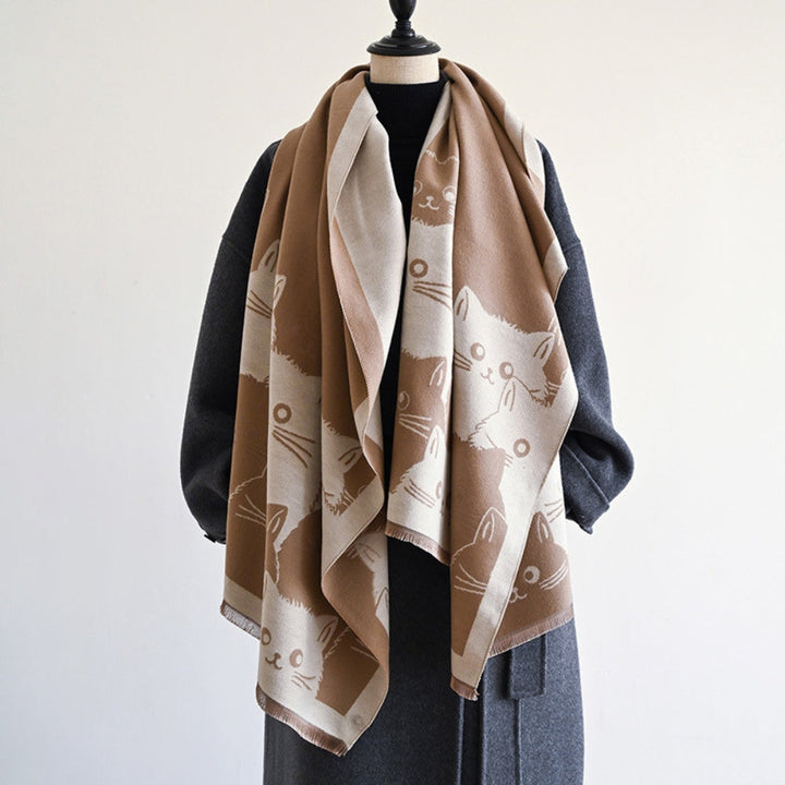 Skanto | Søt katt Jacquard vinter skjerf