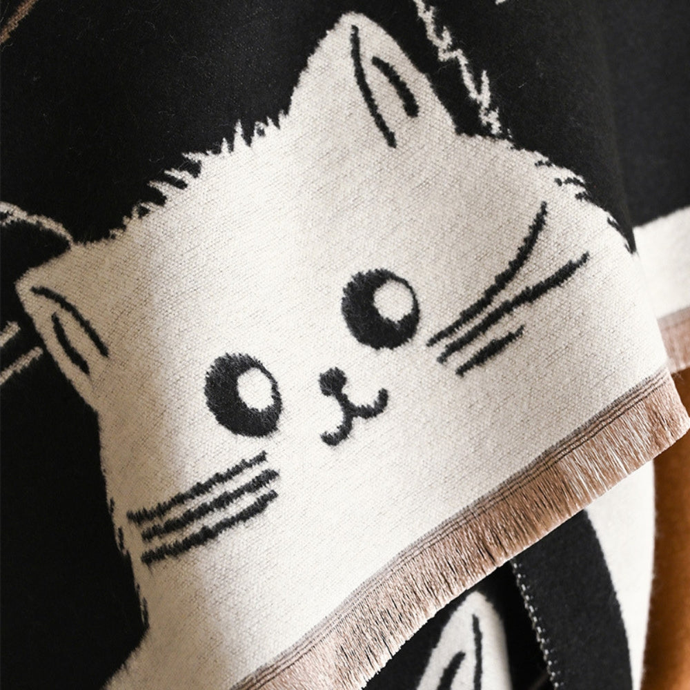 Skanto | Søt katt Jacquard vinter skjerf