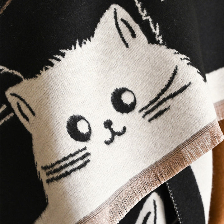 Skanto | Søt katt Jacquard vinter skjerf