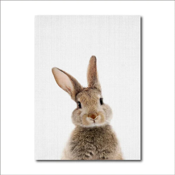 Søt kanin foto-shoot plakat veggkunst fine art lerrettrykk baby dyrebilder for barnerom veggdekorasjon | Skanto