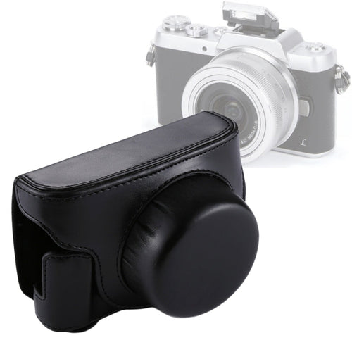 Skanto | Full Body Camera PU Læder Kamera Taske med Rem til Panasonic Lumix GF7 / GF8 / GF9 (12-32mm / 14-42mm Linse)(Sort)