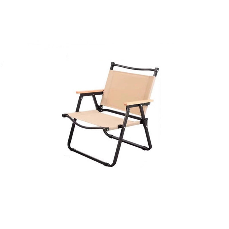 Moderne Minimalistisk Rektangel Bøk Tre Karbon Stål Oxford Stoff Utendørs Sammenleggbar Camping Stol Ryggstøtte Armlene For Hage | Skanto