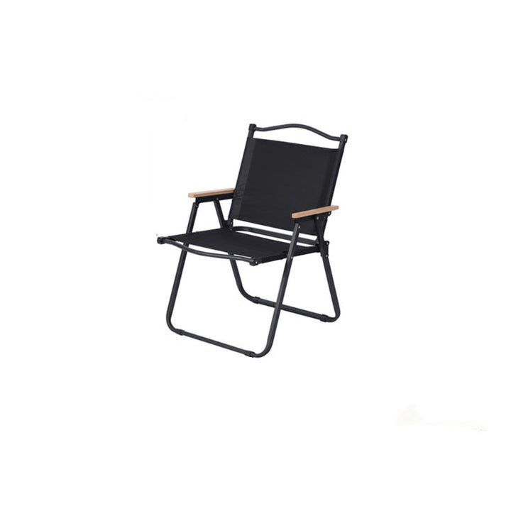 Moderne Minimalistisk Rektangel Bøk Tre Karbon Stål Oxford Stoff Utendørs Sammenleggbar Camping Stol Ryggstøtte Armlene For Hage | Skanto