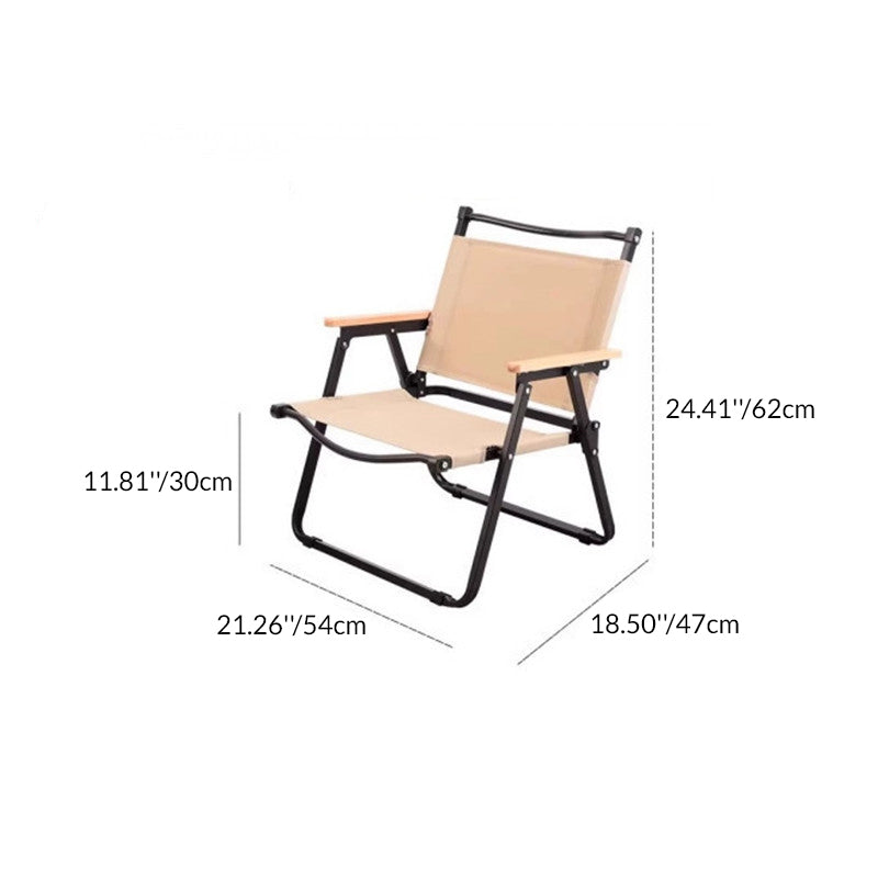 Moderne Minimalistisk Rektangel Bøk Tre Karbon Stål Oxford Stoff Utendørs Sammenleggbar Camping Stol Ryggstøtte Armlene For Hage | Skanto