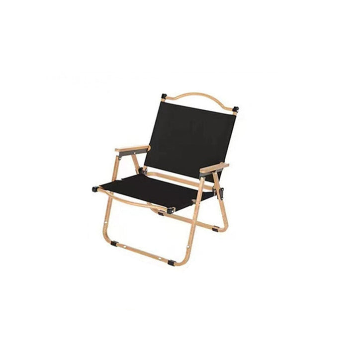 Moderne Minimalistisk Rektangel Bøk Tre Karbon Stål Oxford Stoff Utendørs Sammenleggbar Camping Stol Ryggstøtte Armlene For Hage | Skanto