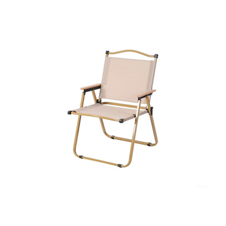 Moderne Minimalistisk Rektangel Bøk Tre Karbon Stål Oxford Stoff Utendørs Sammenleggbar Camping Stol Ryggstøtte Armlene For Hage | Skanto