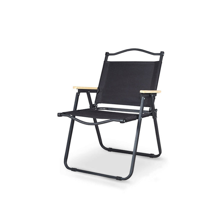 Rektangulær, sammenleggbar og bærbar campingstol laget av karbonstål, aluminiumslegering, bøketre, Oxford-stoff og PET med avtakbar rygg og armlener for hagen