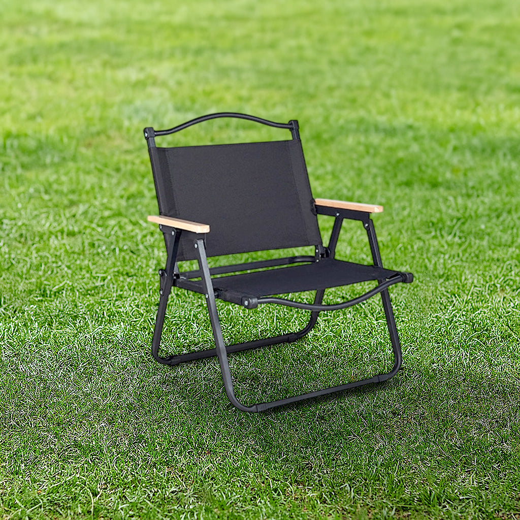 Moderne Minimalistisk Rektangulær Utendørs Karbonstål Aluminium Legert Bøk Tre Oxford Stoff PET Sammenleggbar Bærbar Avtakbar Camping Stol Ryggstøtte Armlene For Hage | Skanto