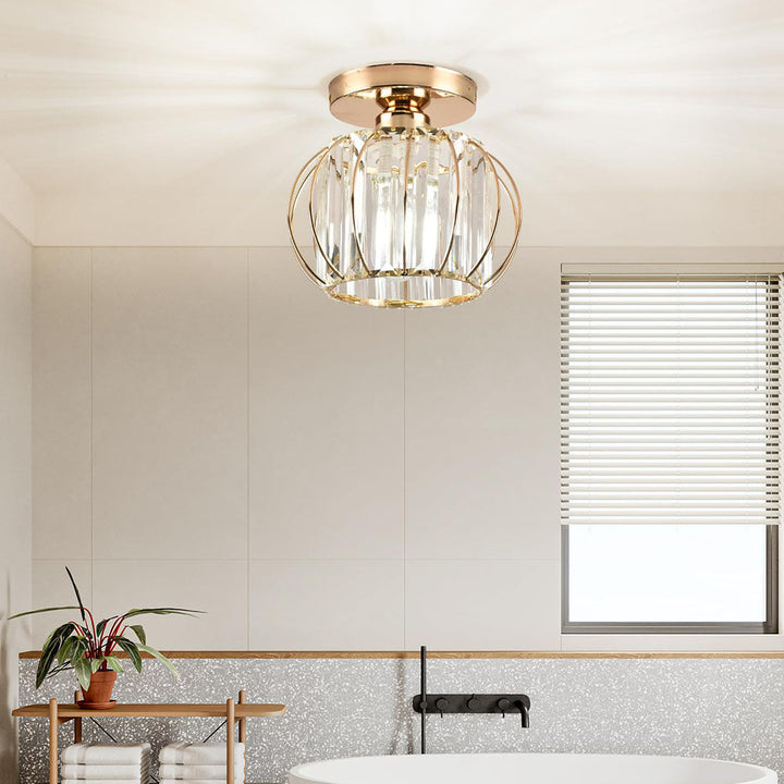 Skanto | Krystall Taklampe med Gull Innfesting