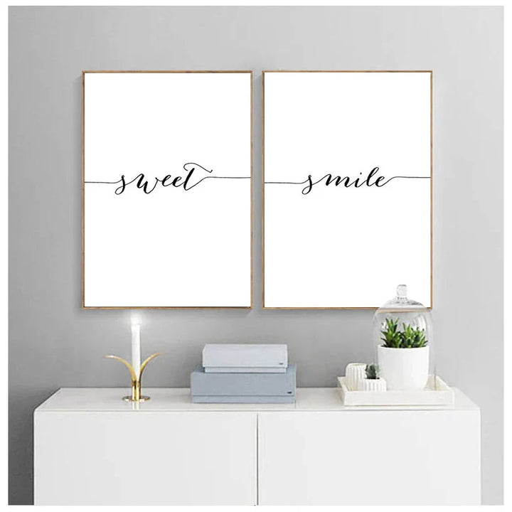 Daglig Inspirasjon Ord Veggkunst Fine Art Lerretsutskrifter Kjærlighet Smil Søte Drømmer Sitat Plakater Svart Hvit Bilder For Stue Soverom Kunst Dekor | Skanto