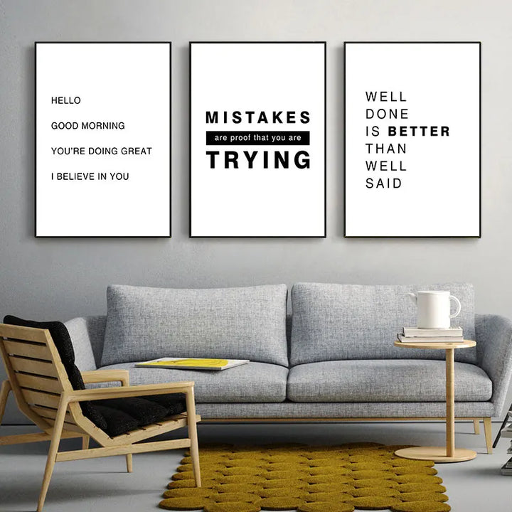 Daglig motivasjon Inspirasjons sitater Plakater Veggkunst Fine Art Lerretstrykk Enkle sitater Bilder For Soverom Kontor Arbeidsrom Kontor Dekor | Skanto