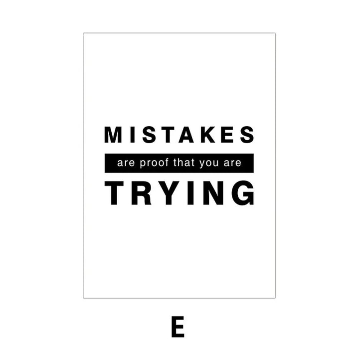 Daglig motivasjon Inspirasjons sitater Plakater Veggkunst Fine Art Lerretstrykk Enkle sitater Bilder For Soverom Kontor Arbeidsrom Kontor Dekor | Skanto