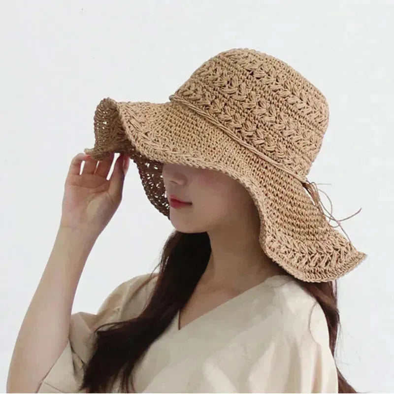 Kvinnenes Solhatt – Lettvekt Retro Stråstrandhatt | Ideell for Sommer og Ferie | Skanto