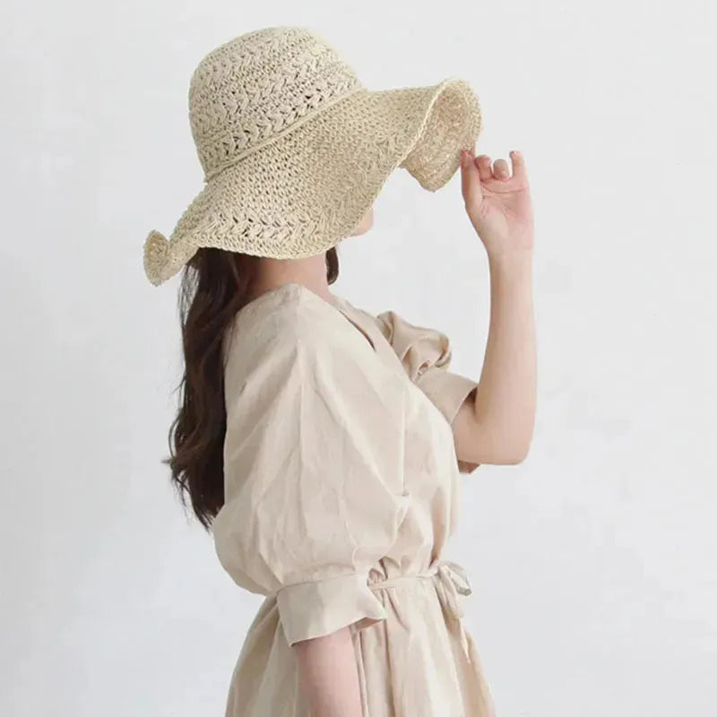 Kvinnenes Solhatt – Lettvekt Retro Stråstrandhatt | Ideell for Sommer og Ferie | Skanto