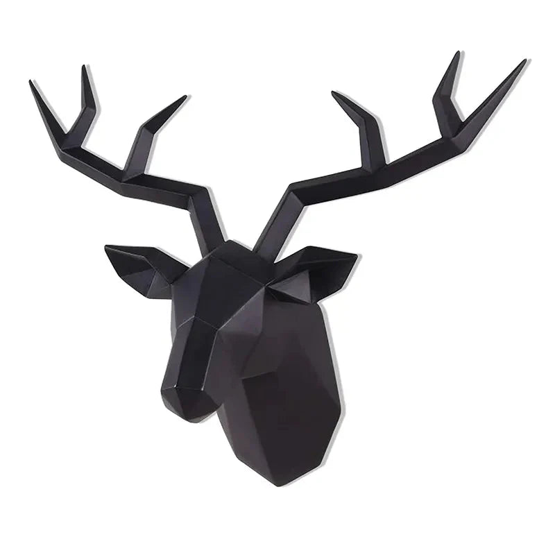 Skanto | Hjort Hode Skulptur Dyrs Statuett Figurer Veggmontering Kreativ Elg Kunst Gevir Statuett for Kontorinnredning Vegghengende