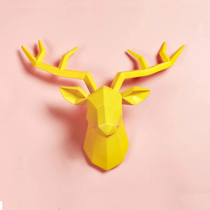 Skanto | Hjort Hode Skulptur Dyrs Statuett Figurer Veggmontering Kreativ Elg Kunst Gevir Statuett for Kontorinnredning Vegghengende