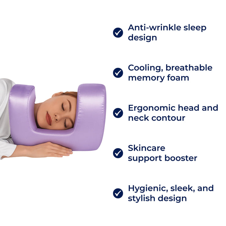 DermSleep | Anti‑Wrinkle Beauty Pillow – Kjølende Minne Skum – Ergonomisk Kontur – Hudpleie Støtte – Side- og Ryggsovende Skanto
