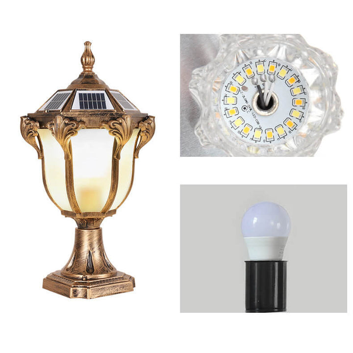 Europeisk retro hagelampe laget av støpt aluminium, glass, solcelledrevet, vanntett, for utendørs bruk