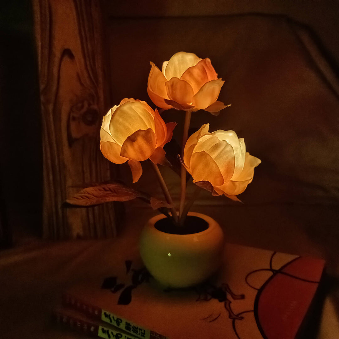 Skanto | Moderne Kreativ Simulering Tulipan Peony LED Nattlys Bordlampe