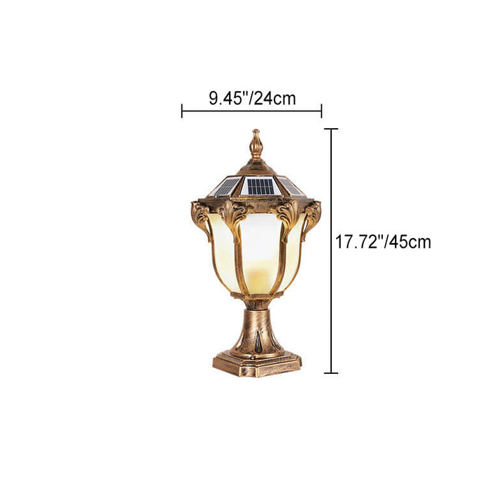 Europeisk Retro Die-Cast Aluminium Glass Solar Vanntett Utendørs Hage Landskap Søyle Lys | Skanto