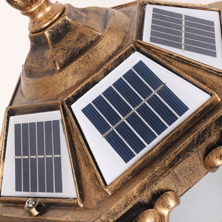 Europeisk retro hagelampe laget av støpt aluminium, glass, solcelledrevet, vanntett, for utendørs bruk