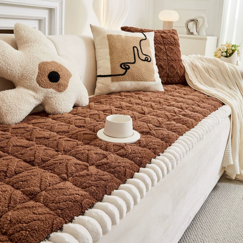 Skanto | Snuggle Sherpa Plush Sofa Protector Cover