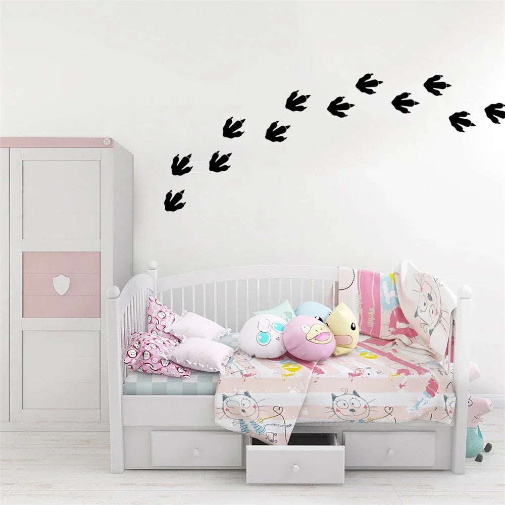 Dino-fotspor-veggklistremerke sett med 27 stykk vinyl PVC veggklistermerker for barnerom avtagbare Peel N Stick klistremerker for barnerom kreativ DIY interiør | Skanto