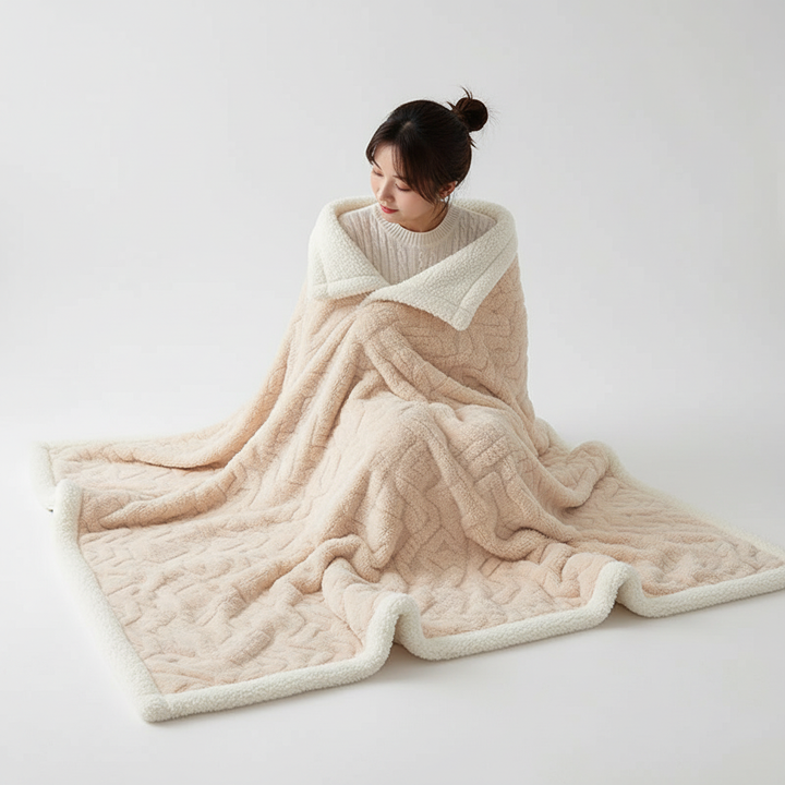 Skanto | WarmHome Vinterpledd – Luksus Lamull Fleecepledd med Dobbeltsidig Design