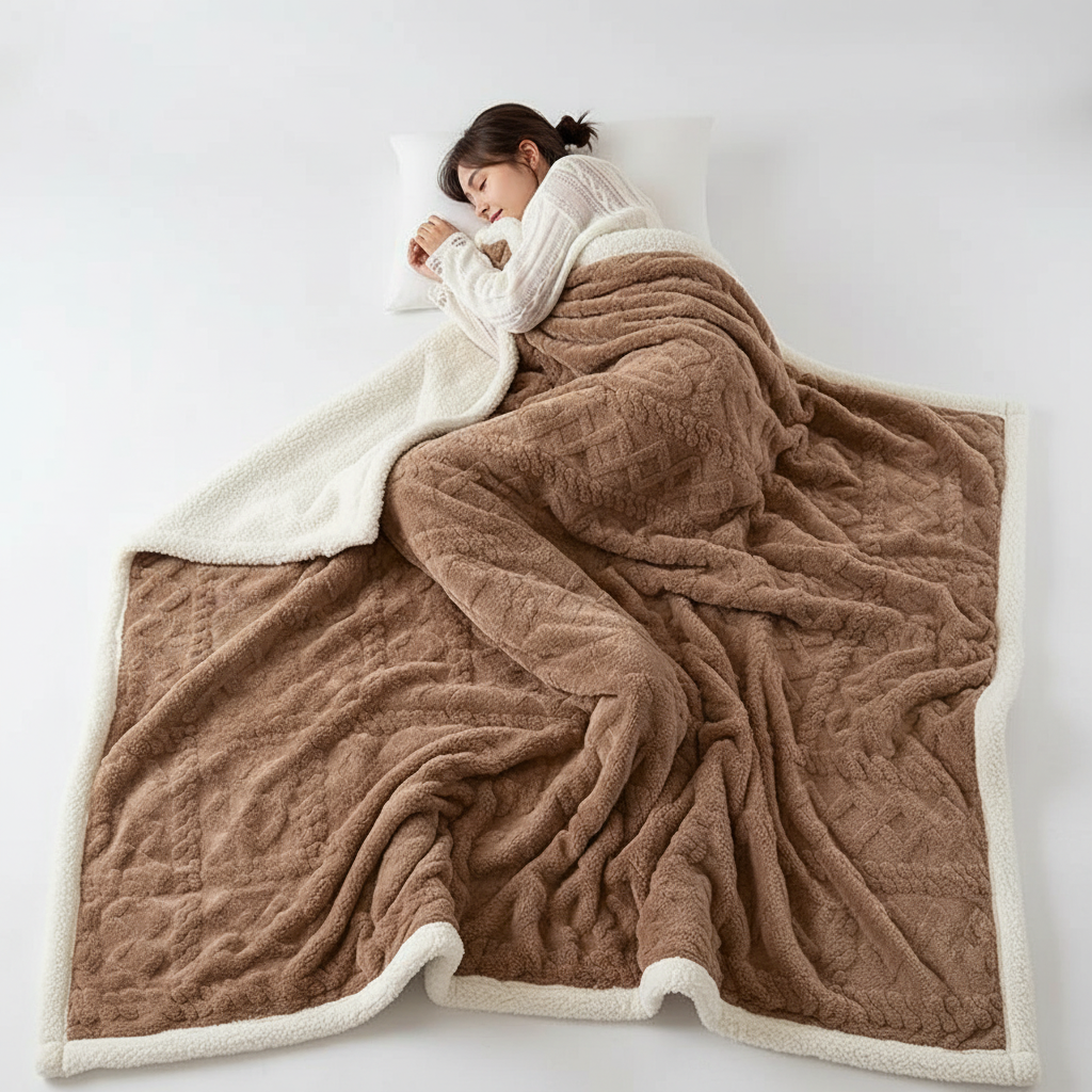 Skanto | WarmHome Vinterpledd – Luksus Lamull Fleecepledd med Dobbeltsidig Design