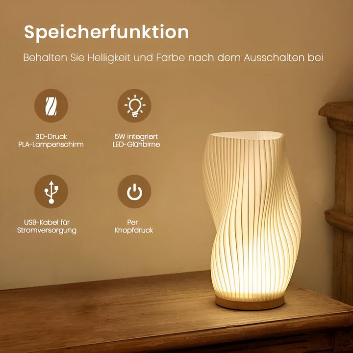 Skanto | DreamWave - Moderne kremfarget 3D bølgelampe med elegant metallbase