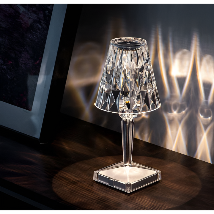 Diamond Glow - Trådløs USB Krystall Skinne Nattbord Lampe | Skanto