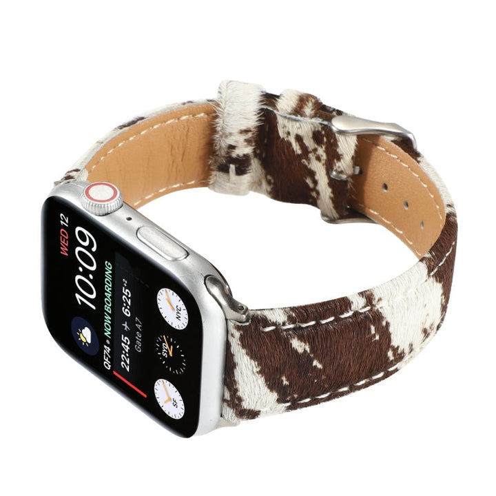 Skanto | Frerndorf | Hestehår Fluffy Leopardmønster Lærreim for Apple Watch Series 9&8&7 41mm / SE 3&SE 2&6&SE&5&4 40mm / 3&2&1 38mm(1)