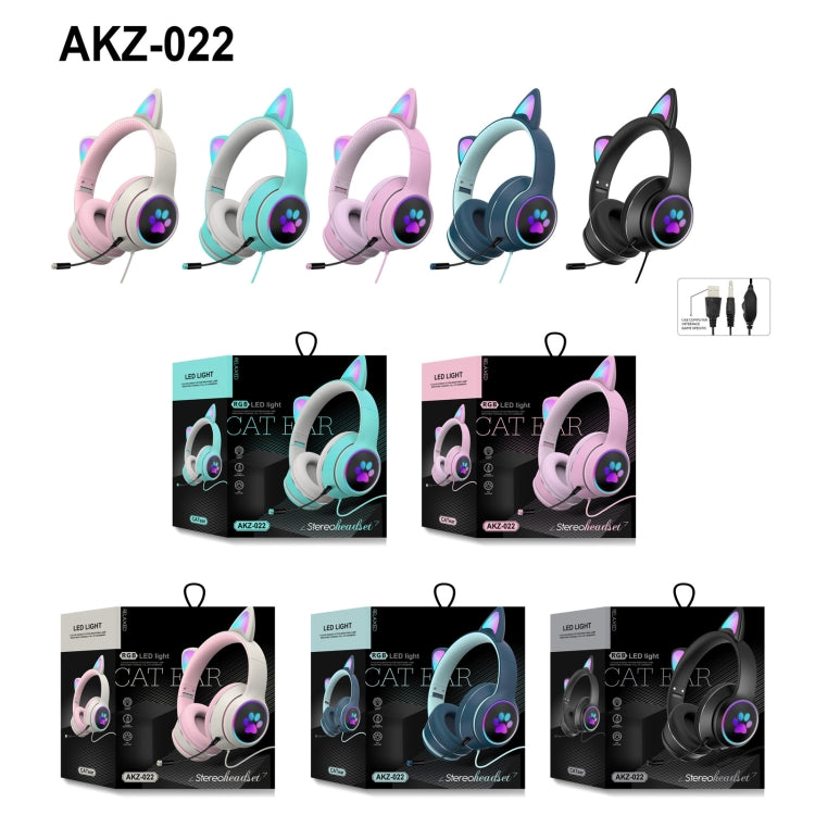 Skanto | AKZ-022 USB + 3.5mm Port Katøre Design Sammenleggbar LED Hodesett med Mikrofon (Svart)