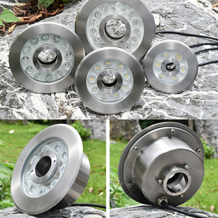 18W Landskap Fargeforandringsring LED Rustfritt Stål Undervannsfontenelys (Fargerik)