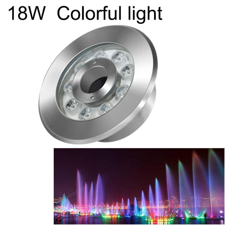 18W Landskap Fargeforandringsring LED Rustfritt Stål Undervannsfontenelys (Fargerik)