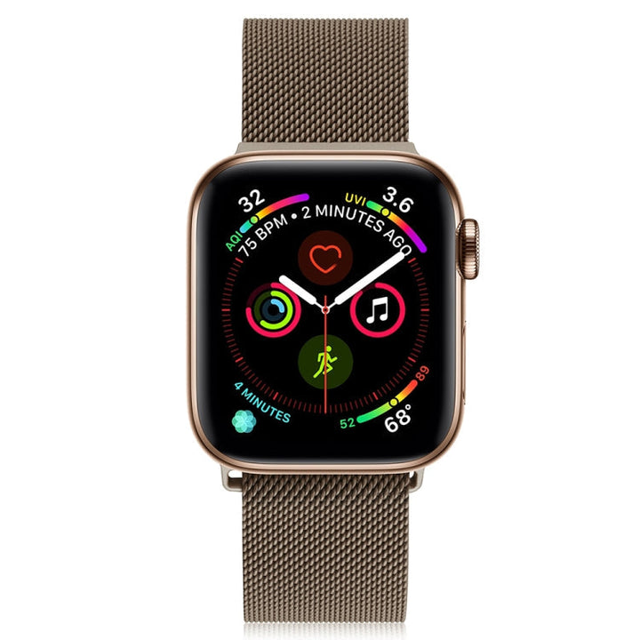 Skanto | Frerndorf | Milanese rustfritt stål klokkerem for Apple Watch Series 9&8&7 41mm / SE 3&SE 2&6&SE&5&4 40mm / 3&2&1 38mm (Brun)