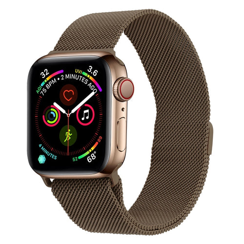 Skanto | Frerndorf | Milanese rustfritt stål klokkerem for Apple Watch Series 9&8&7 41mm / SE 3&SE 2&6&SE&5&4 40mm / 3&2&1 38mm (Brun)