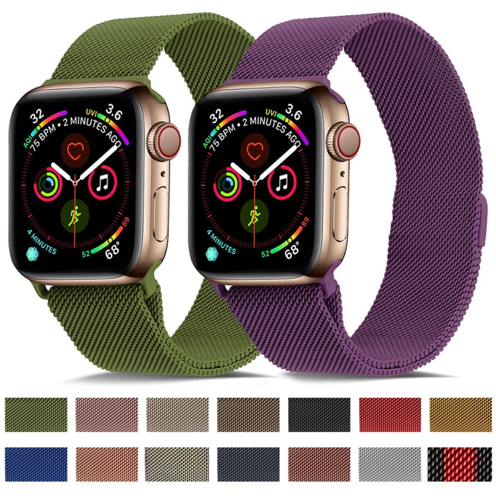Skanto | Frerndorf | Milanese rustfritt stål klokkerem for Apple Watch Series 9&8&7 41mm / SE 3&SE 2&6&SE&5&4 40mm / 3&2&1 38mm (Brun)