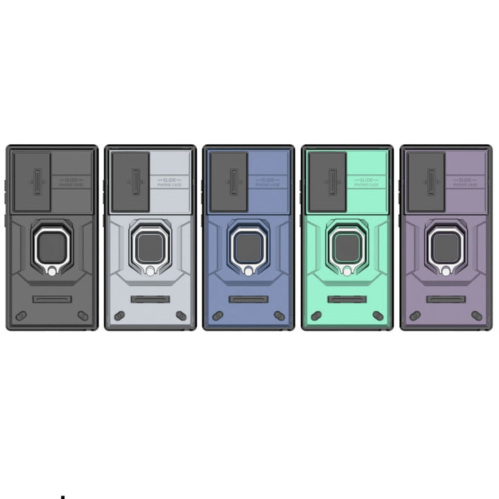 Skanto | For Samsung Galaxy S24 Ultra 5G Sliding Camshield TPU + PC Støtsikker Telefontaske med Holder (Grå)