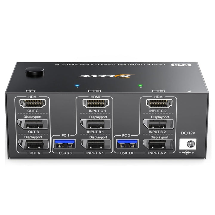 Skanto | KC-KVM203DH 8K 30Hz USB3.0 DP+DP+HDMI Triple Monitors KVM Switch, AU Plugg