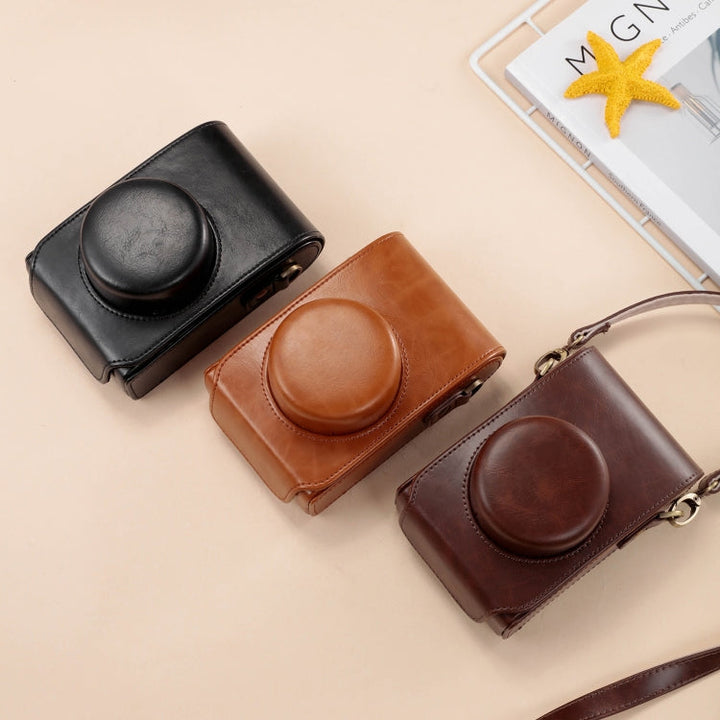 Skanto | For FUJIFILM X100VI Heldekkende Lær Kamera Veske med Rem (Kaffe)