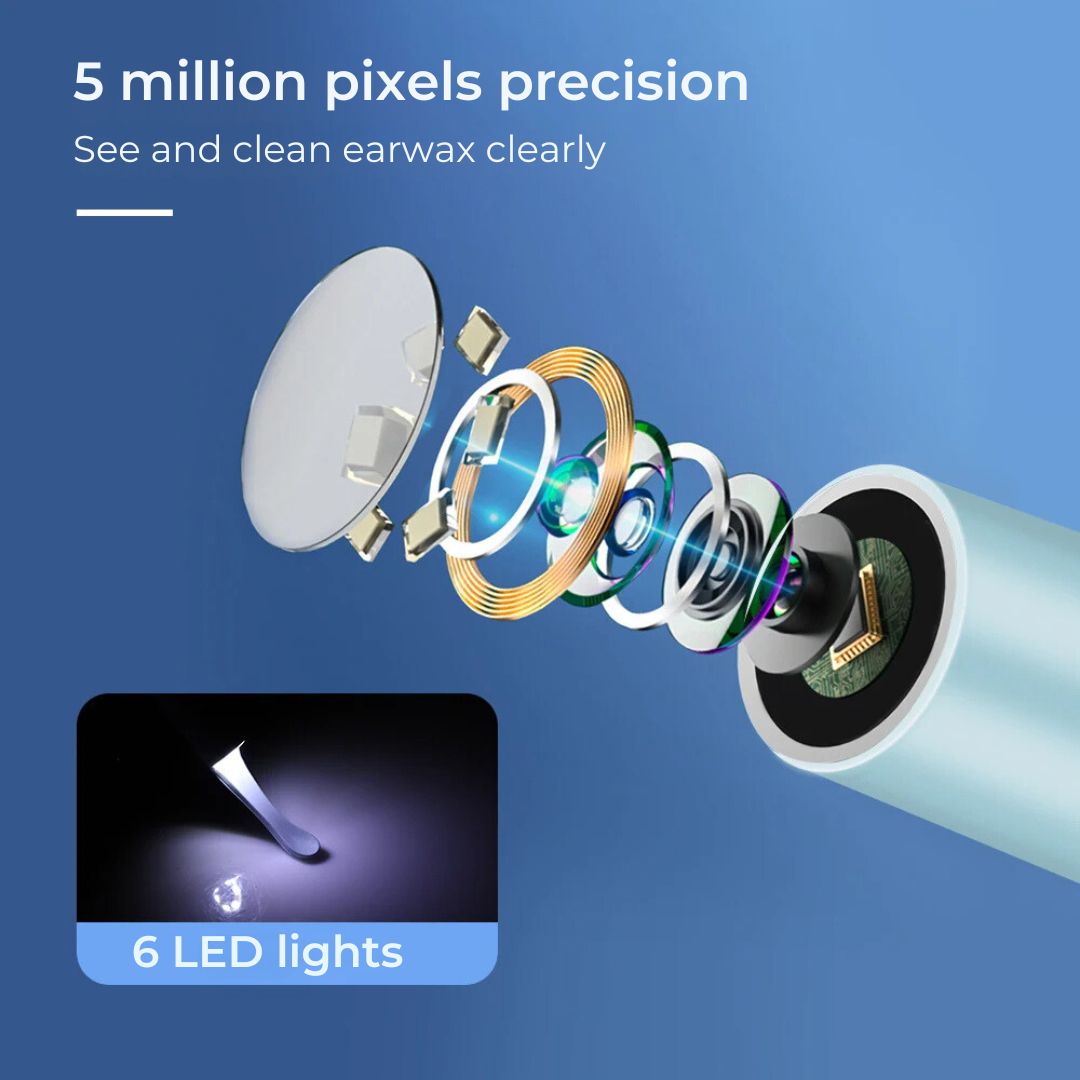 EarScope Pro - Smart Visuell Ørevoks Fjerningsverktøy | LED Kamera og Myke Tips - Trygg og Presis Ørrensing Skanto