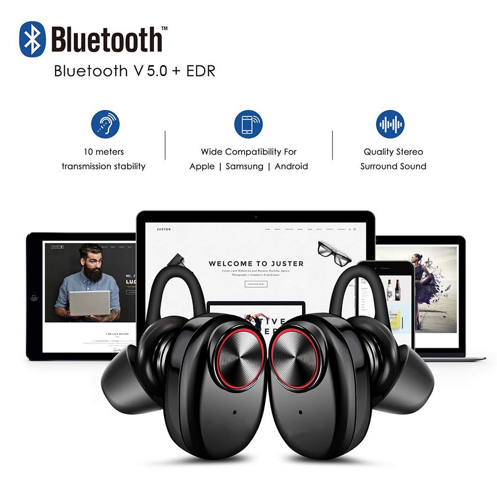 Trådløse In-Ear Hodetelefoner Bluetooth V5.0 (svart) | Skanto